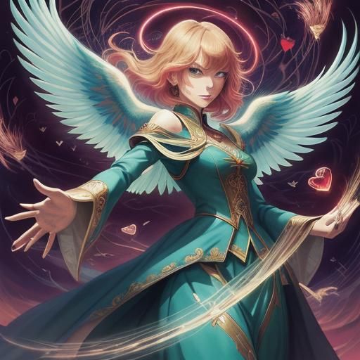 Mystical Phoenix Tarot Reader in Anime Style