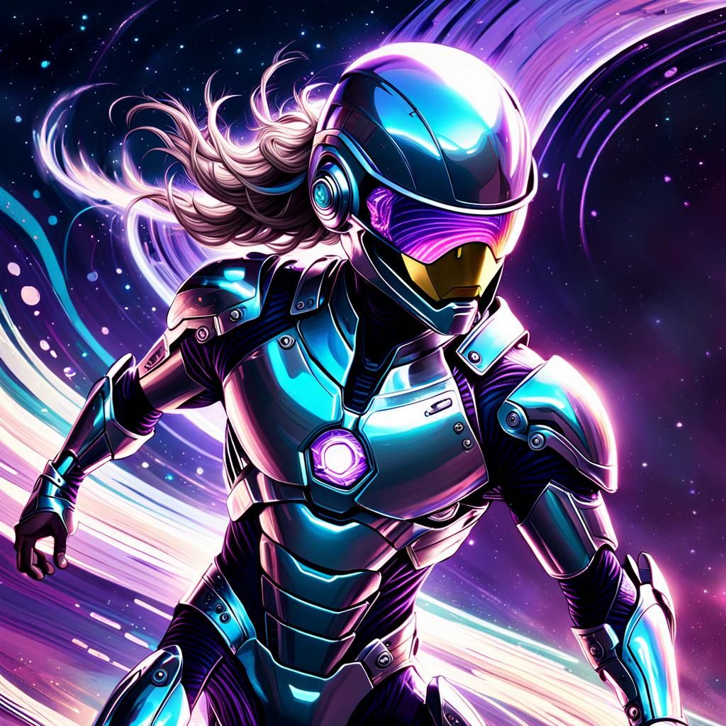 Pulsar Surfer Rides Cosmic Waves as Digital Art