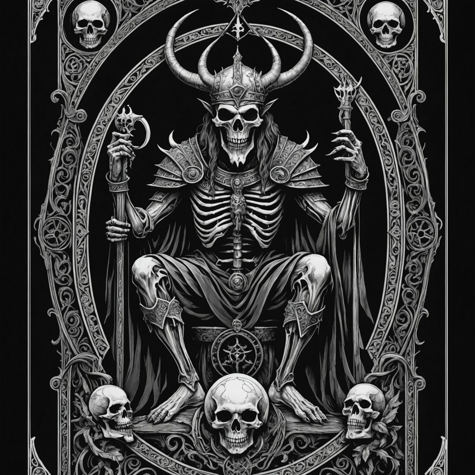 Death Tarot Card: High Contrast Pencil Sketch