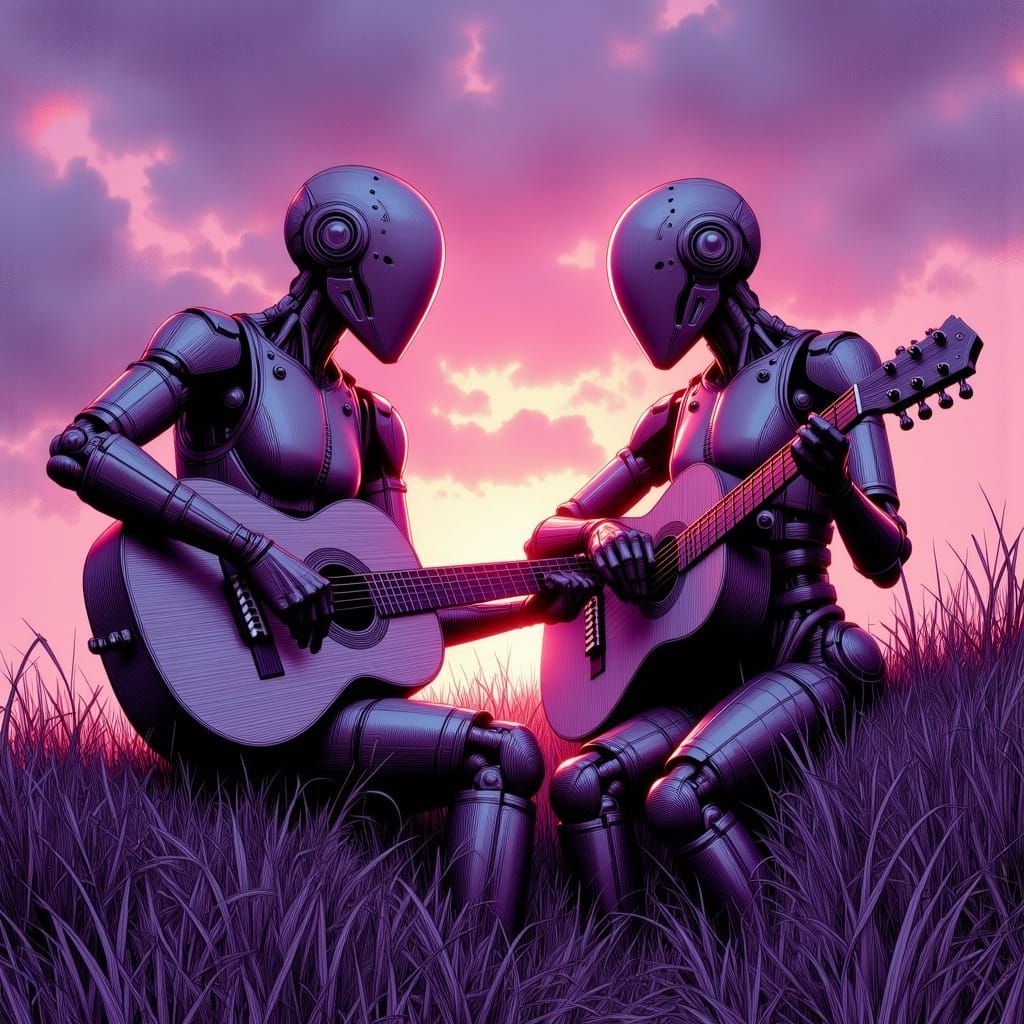 Robots Play Guitars at Sunset: Emotive Sketch