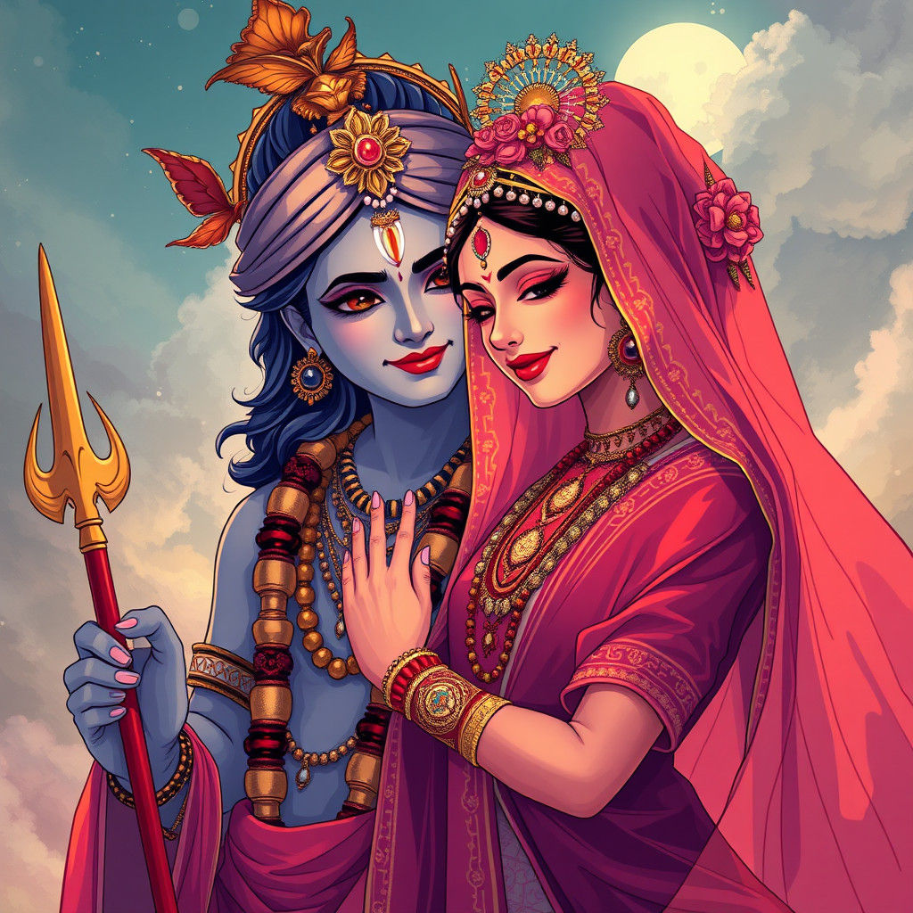 RadheKrishna in Vibrant Manga Style Anime Art