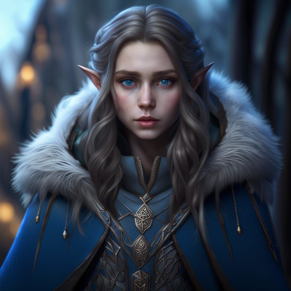 Young Elf in Winter Coat: Fantasy Art