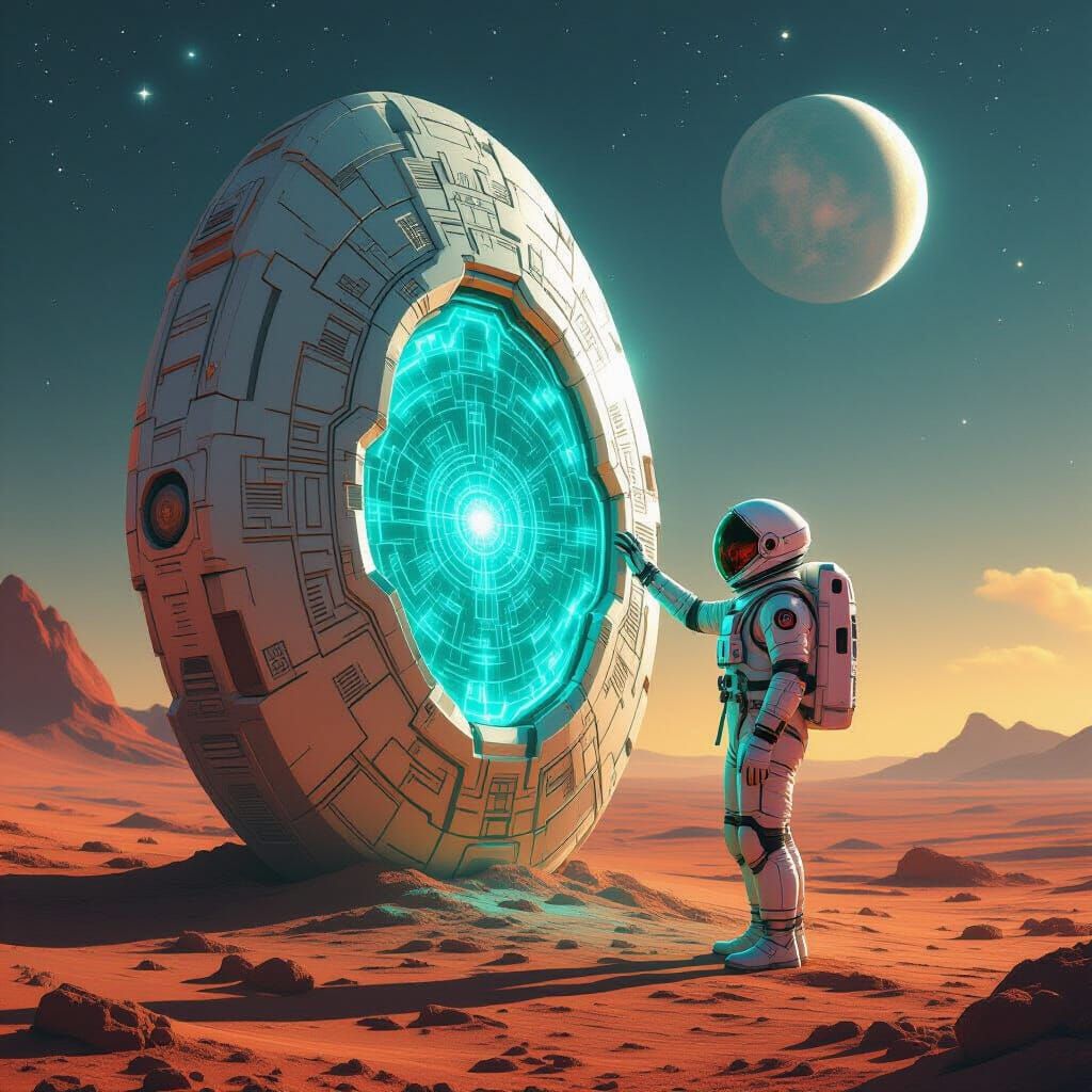 Astronaut Discovers Alien Artifact on Crimson Planet