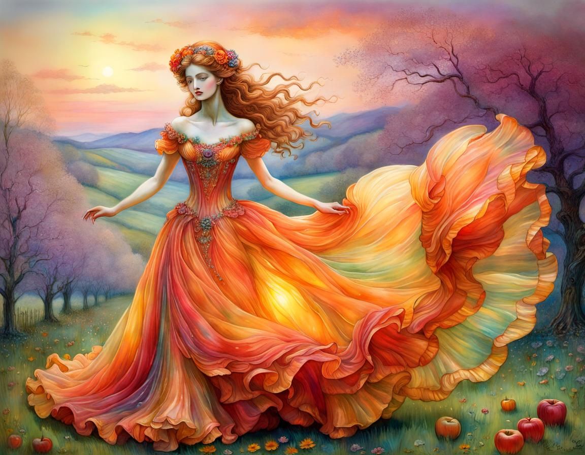 Translucent Sculpture in Zinnia Gown, Digital Art