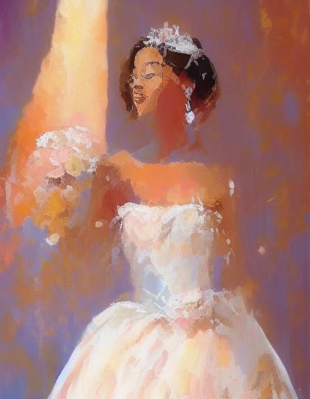 Elegant Lady in Floral Ballgown, Digital Speedpaint