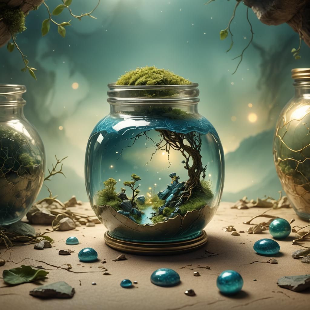 Planet Encased in Glass Jar: Digital Matte Painting