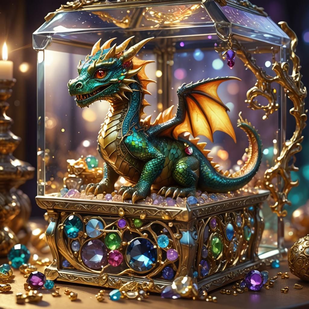 Baby Dragon's Treasure: Whimsical Fantasy Art