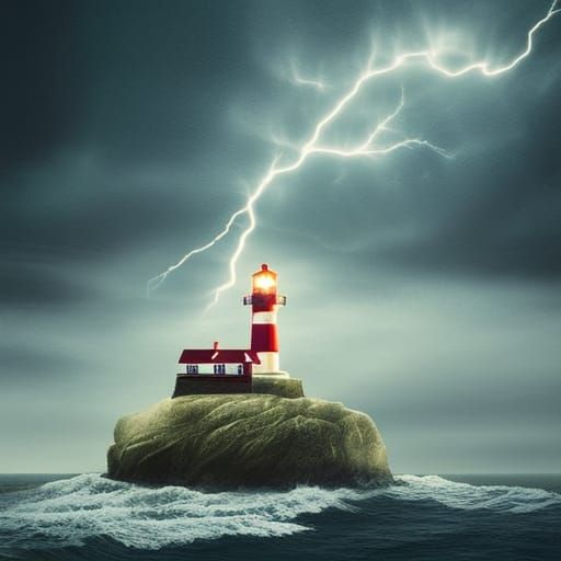 Stormy Lighthouse: Surreal Seascapes in Hyperrealism