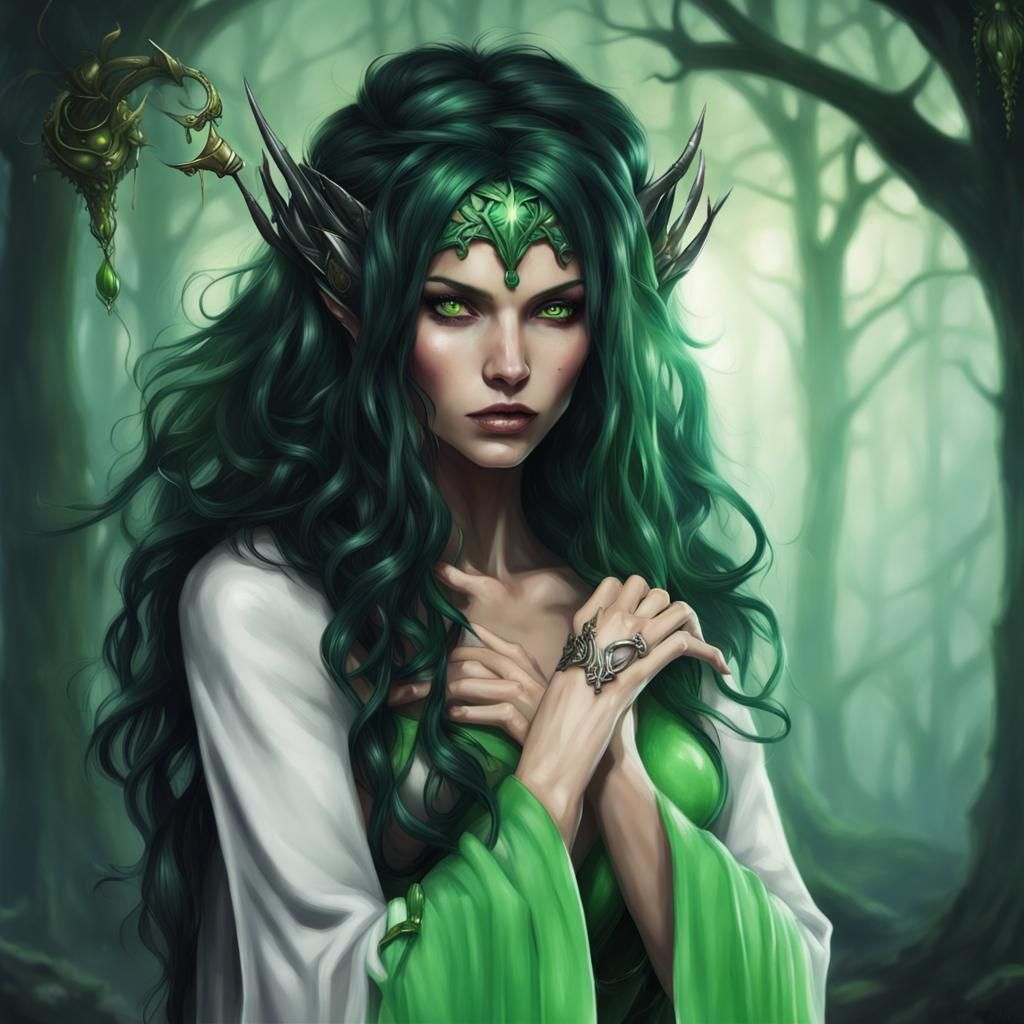 Sorceress Creating Food in Fantasy Armor