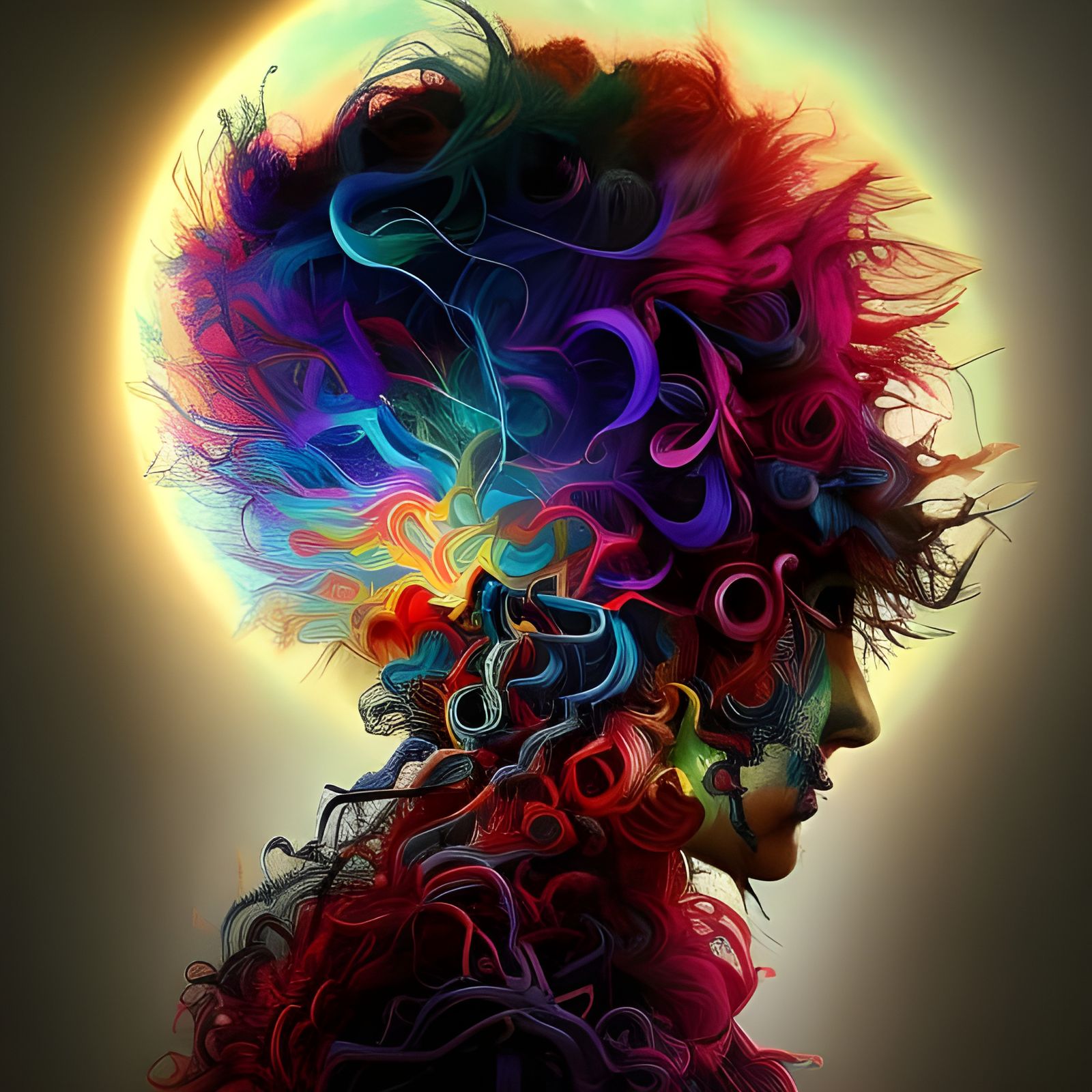 Chaotic Human Portrait in Hyperdetailed Fantasy Art