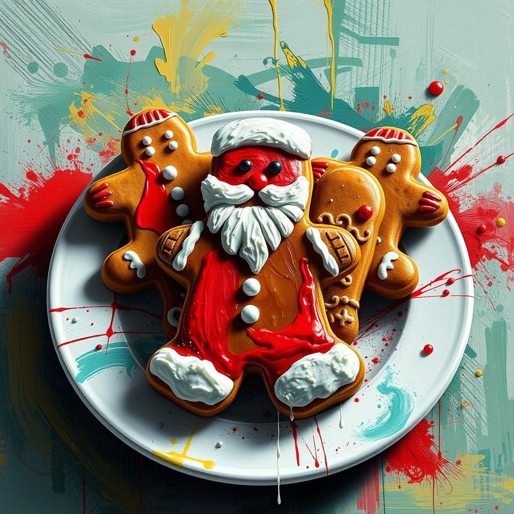 Vibrant Gingerbread Cookies in Graffiti Art Style