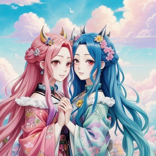 Chibi Hades and Persephone in Anime Style