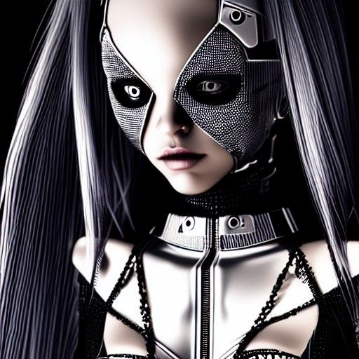 Cyber Goth Y3K Metallic Character in Cyberpunk Style
