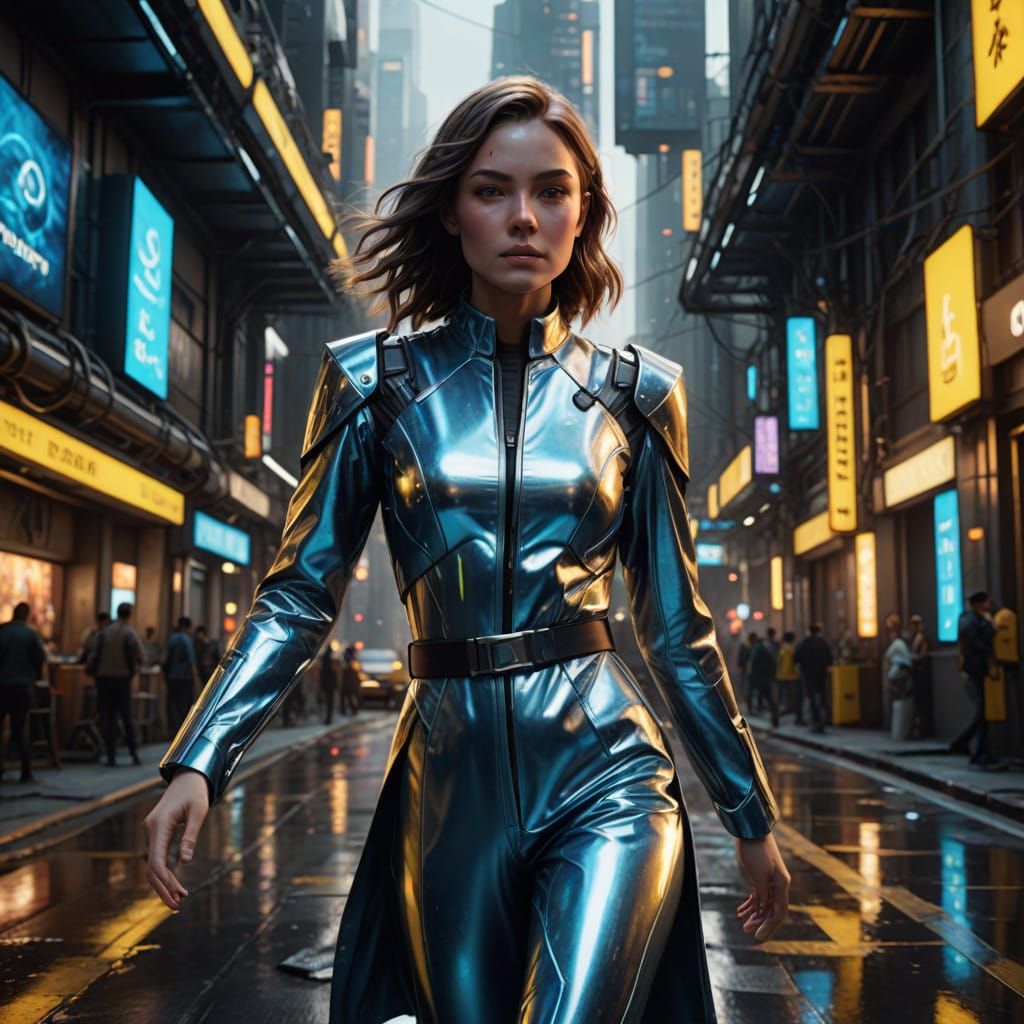 Silver Goddess in Iridescent Jumpsuit Wields Otherworldly Va...