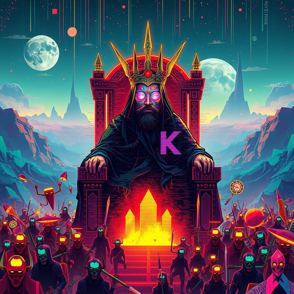 The Glitch King on His Neon Code Throne