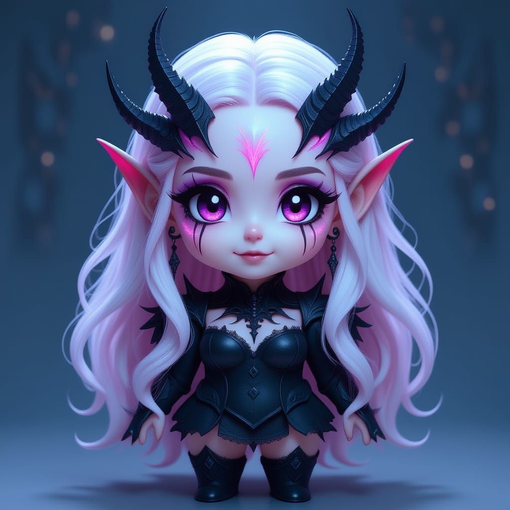 Adorable Chibi Pink Alien Character