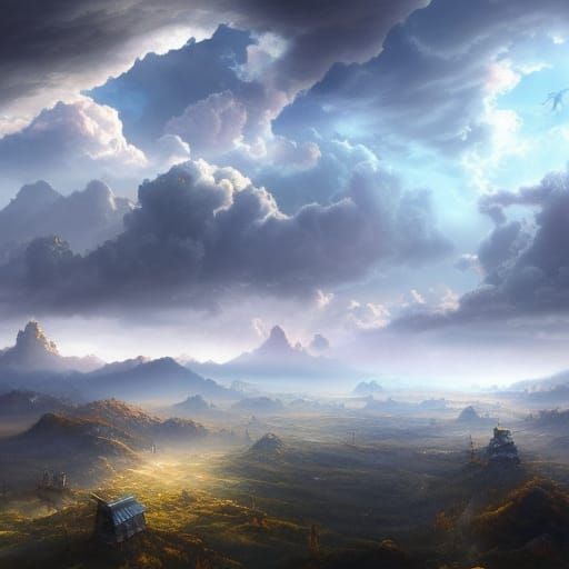 Vibrant Endless Clouds in Detailed Digital Matte Painting