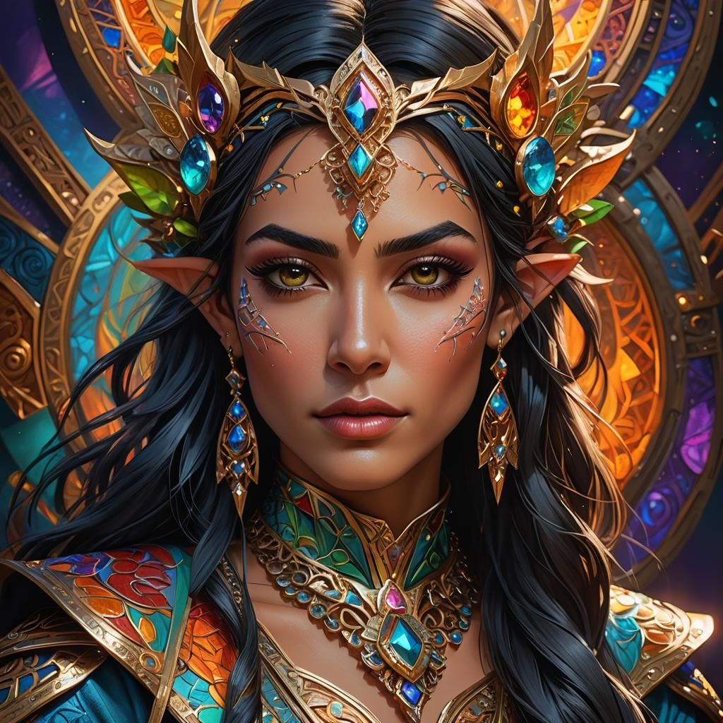 Hyperrealistic Portrait of a Latino Elf Woman