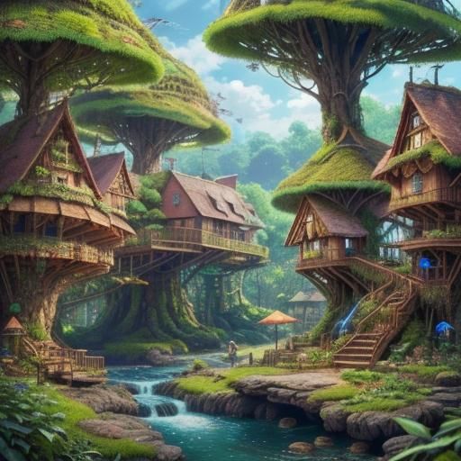 Enchanted Forest with Sentient Plants: Urban Sketch