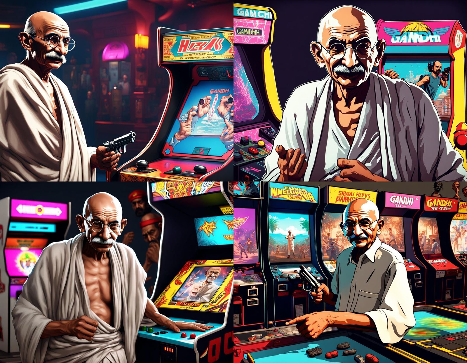 Gandhi Goes Wild in 80s Arcade