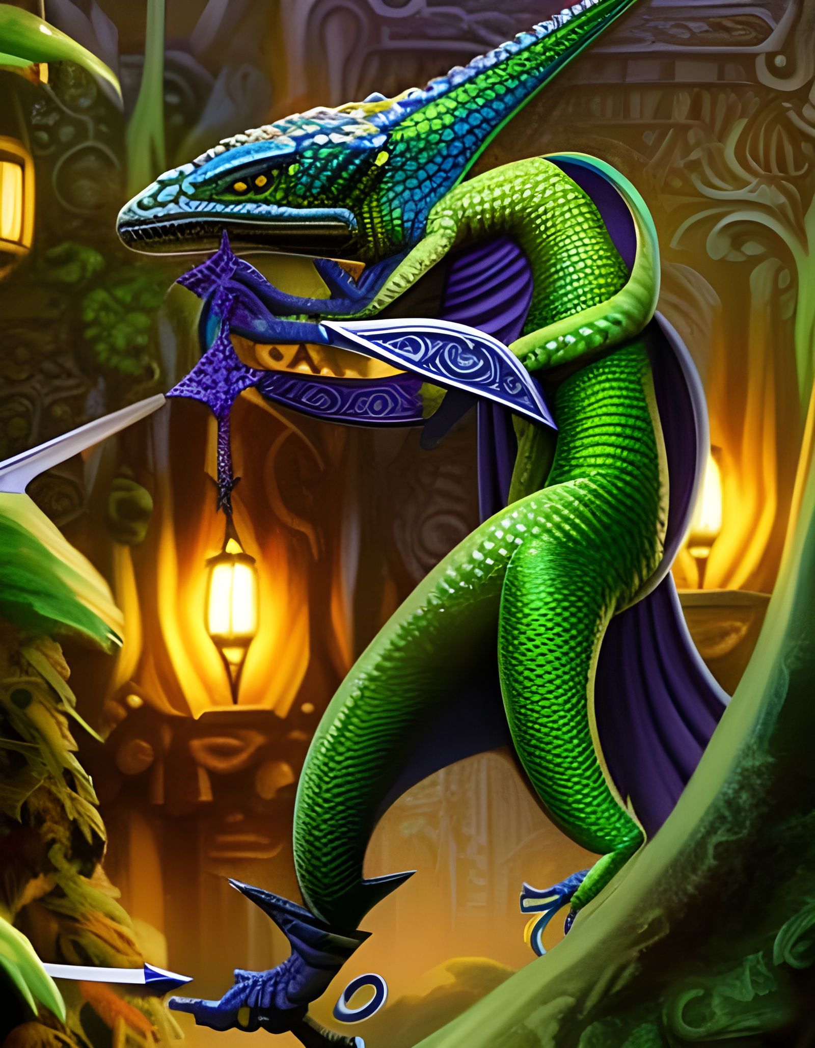 Lizard Folk Rogue in Detailed Fantasy Art