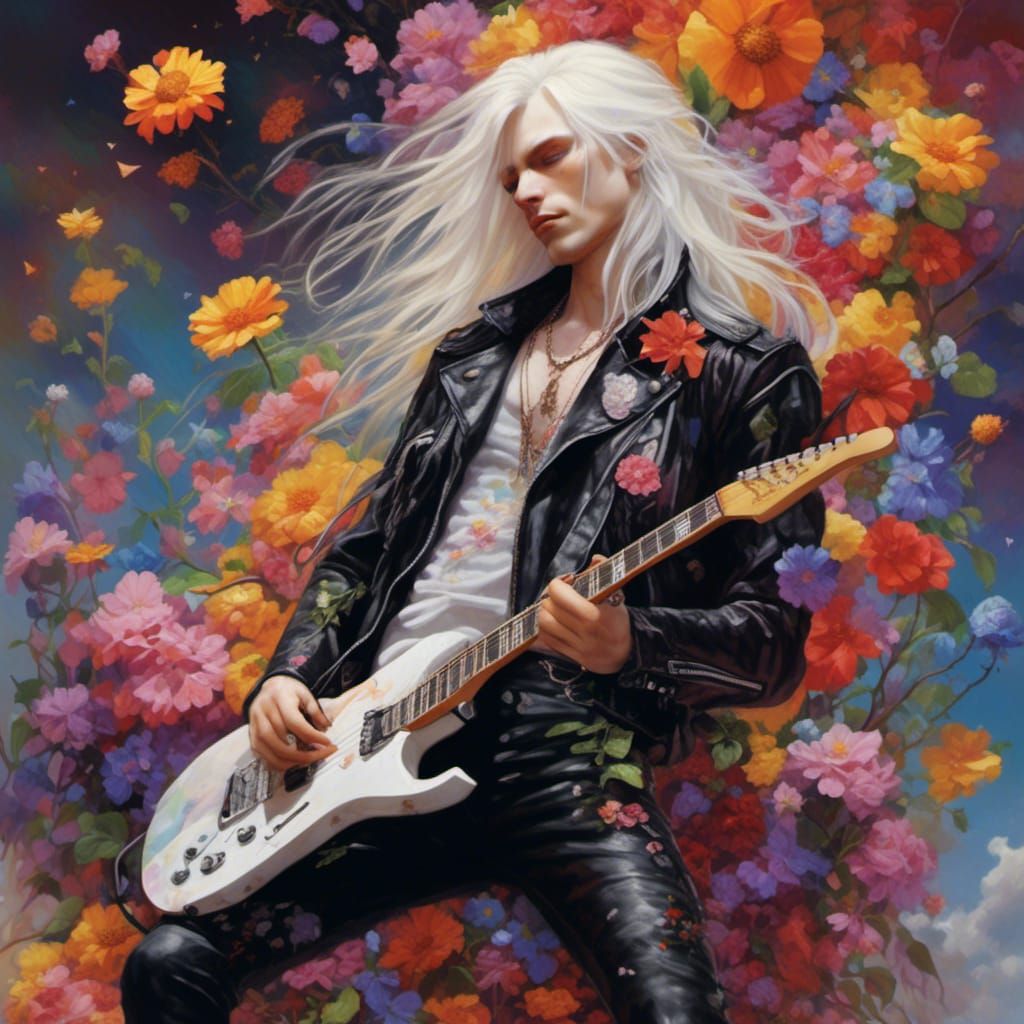 Rockstar with Flowers and Rainbows on Stage