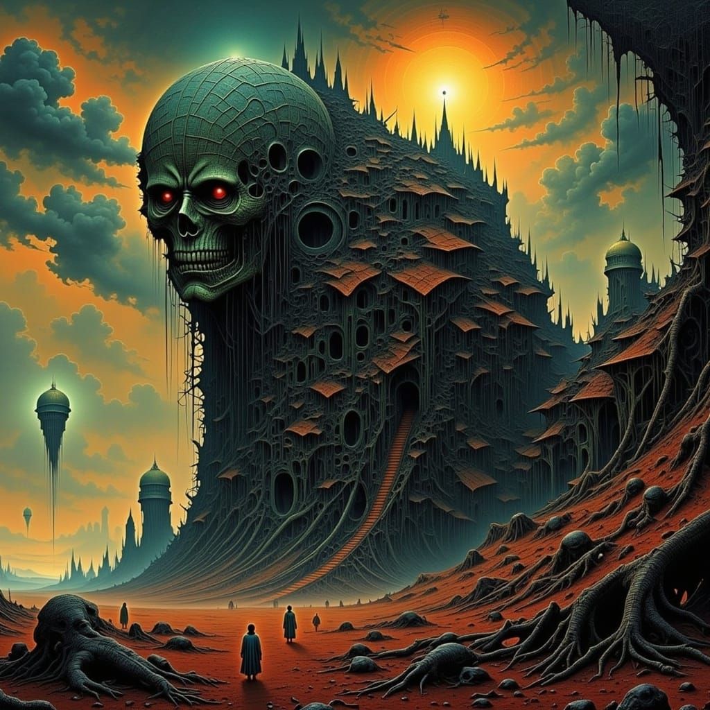 Surreal Dark Landscape in Beksinski Style