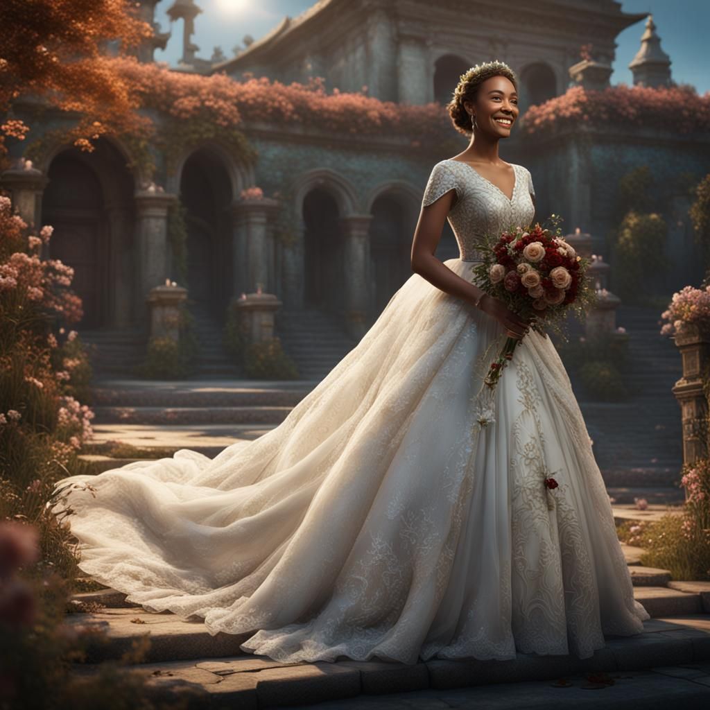 Happy Bride in Detailed Fantasy Painting