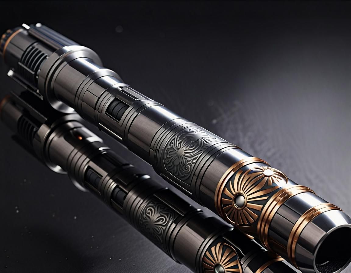 Dark Steel Lightsaber Hilt with Phoenix Engraving