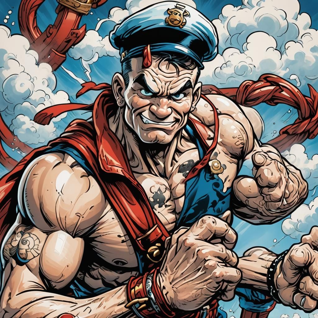 Popeye the Sailor in Comic Book Art Style