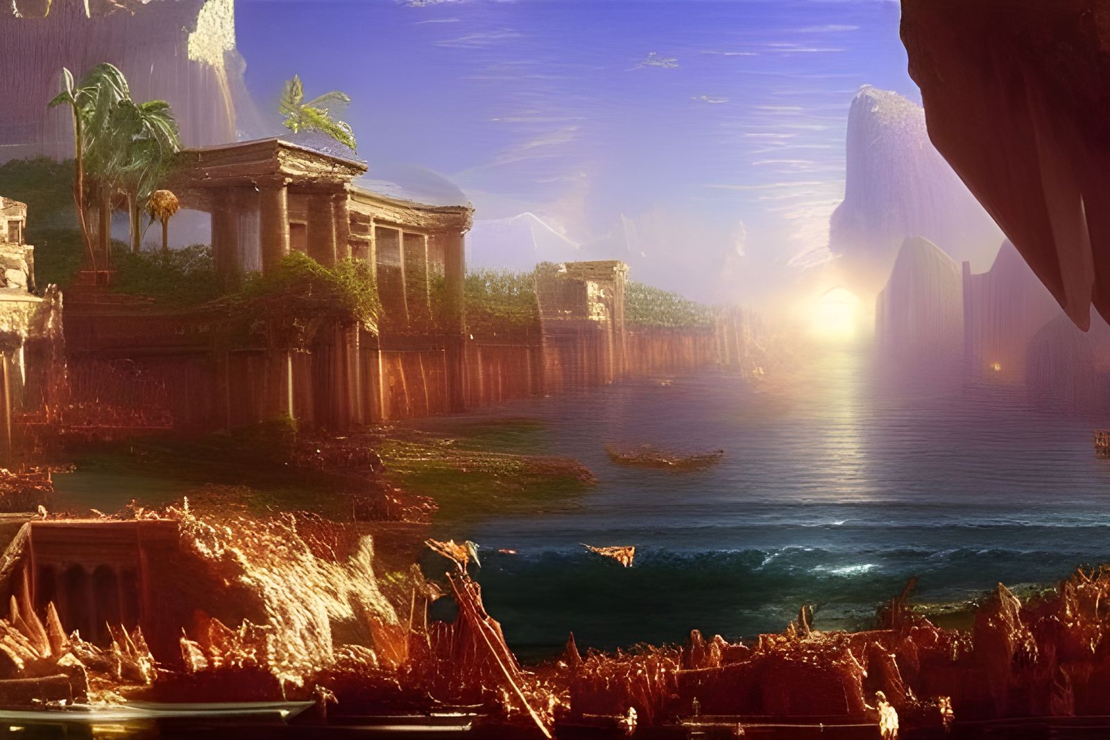 The Fall of Atlantis: A Luminist Oil Painting