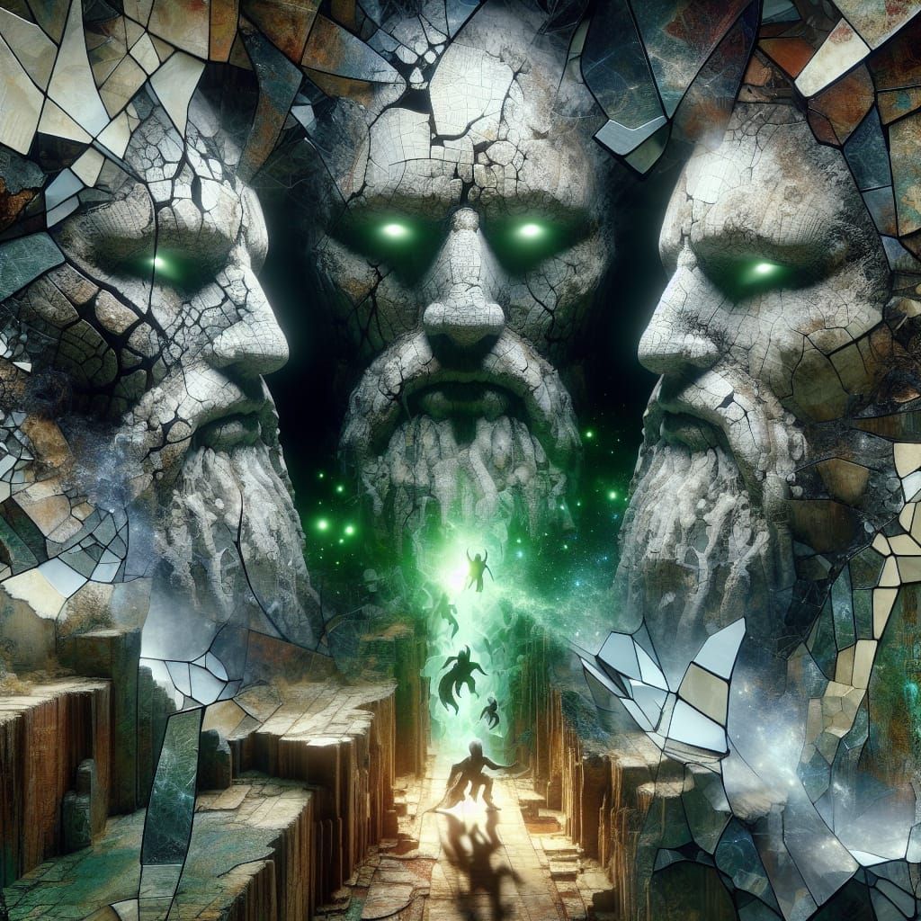 Gigantic Porcelain Golem Dominates Shattered Glass Landscape