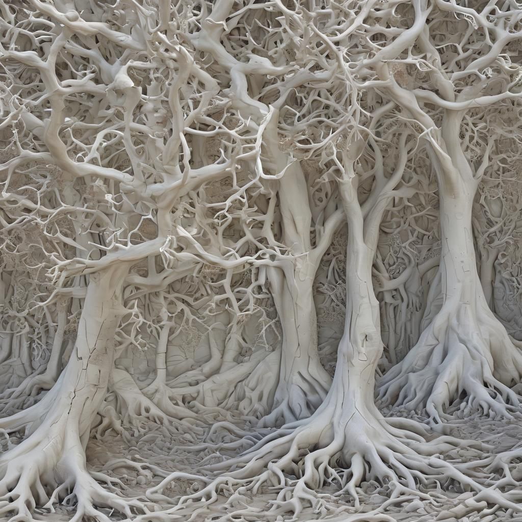 Crystalline Mountain with Fractal Roots in Digital Art Style