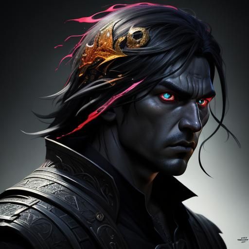 Dramatic Shadowed Face in Splash Art Style