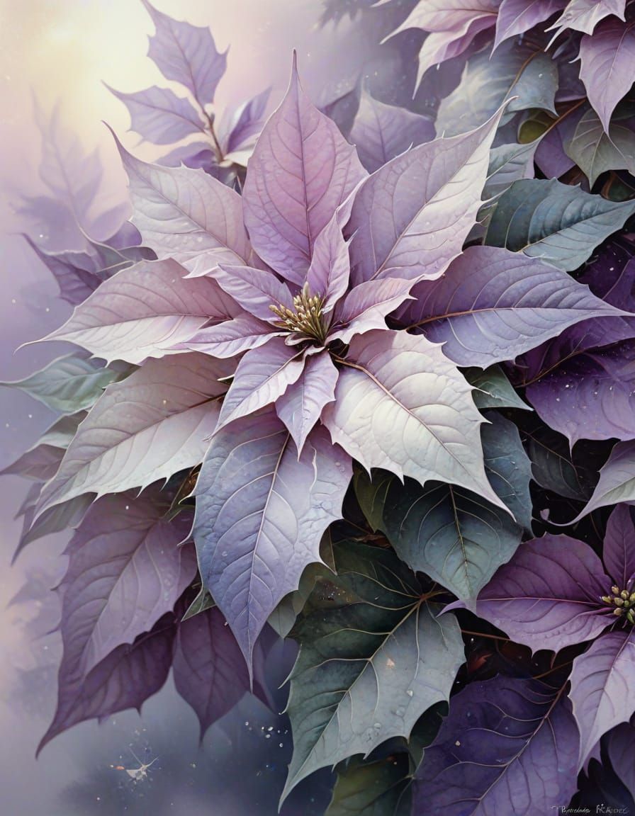 Ethereal Watercolour of a Pastel Purple Poinsettia