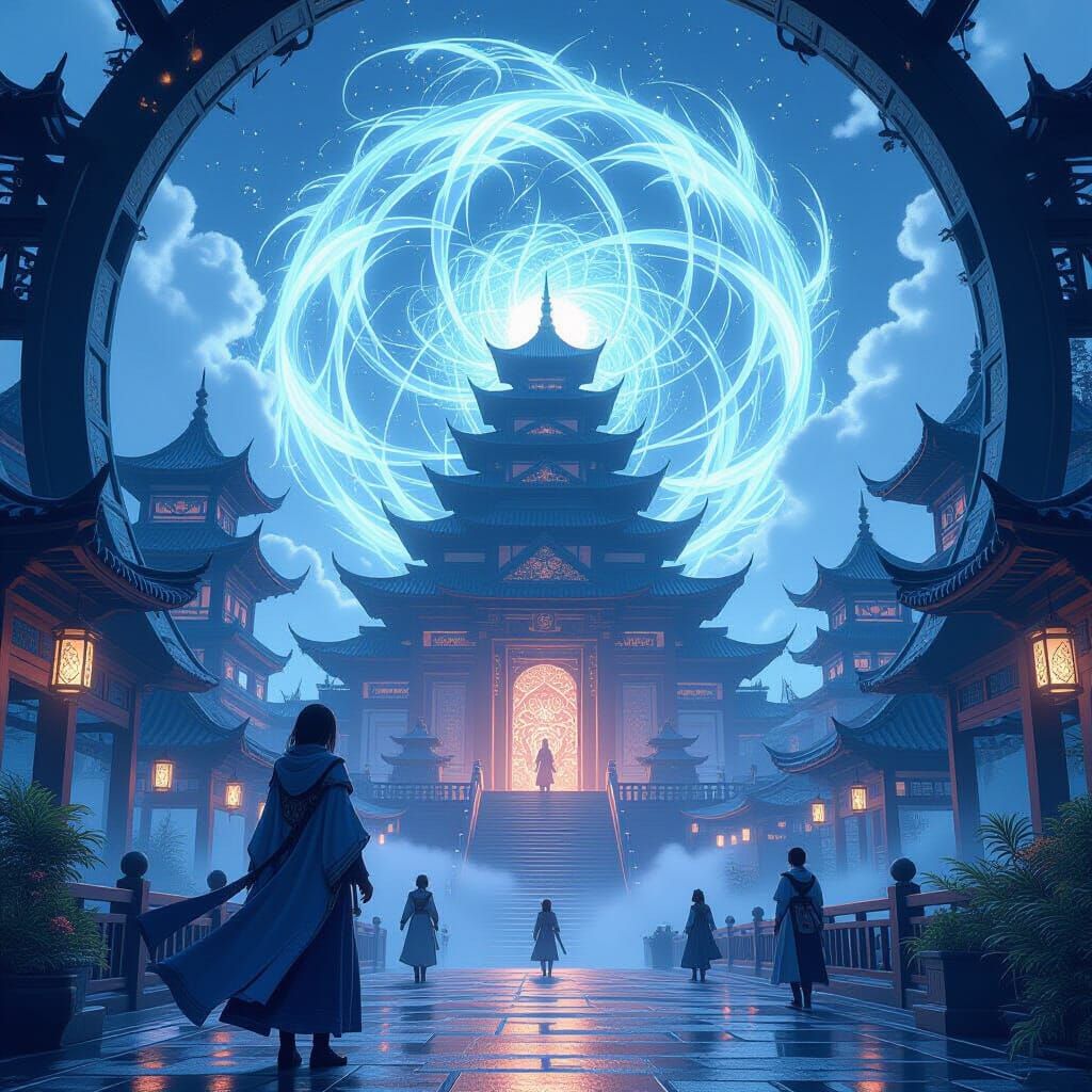 Fantasy Realm of Magical Energies in 3D Anime Style