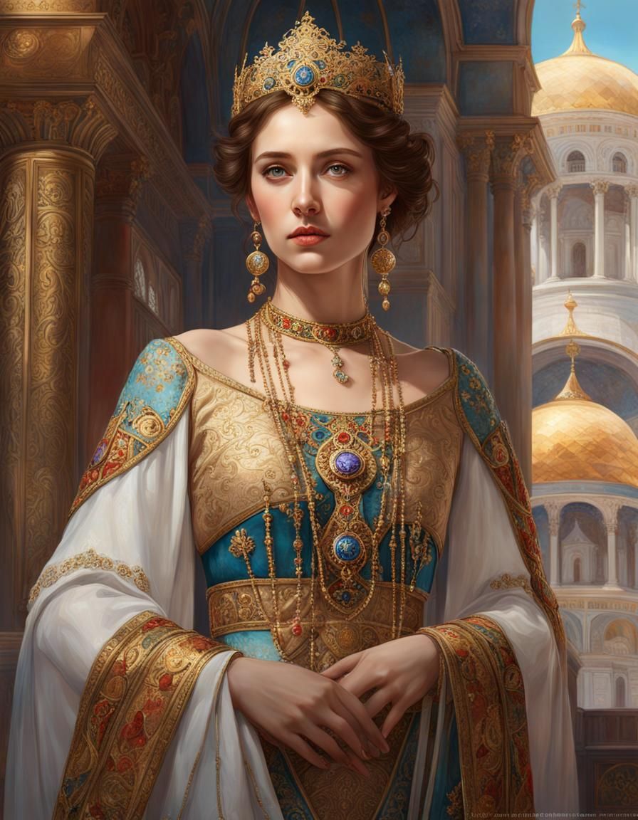 Anna Komnene Portrait in Byzantine Style