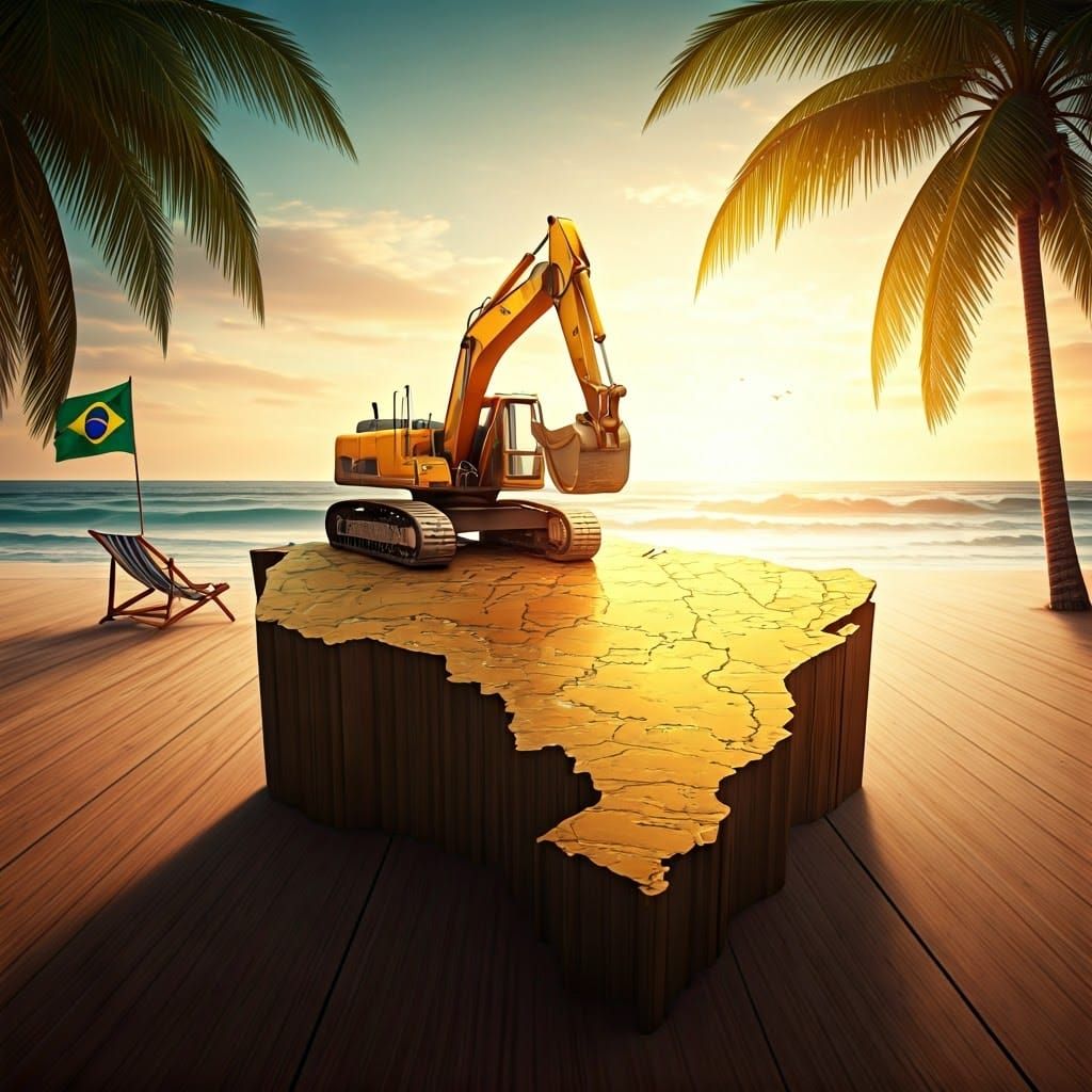 South America Map on Beach: Dreamlike 3D Scene