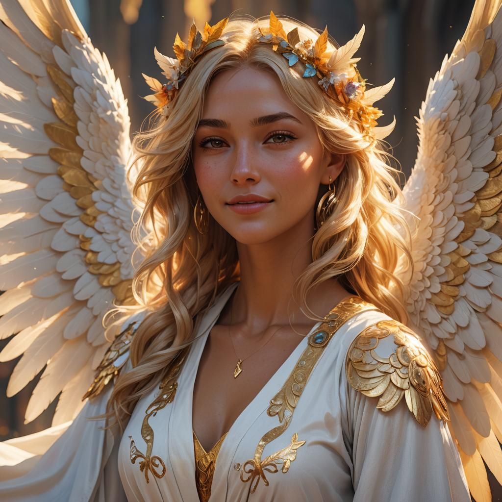 Angelic Girl Portrait in Art Nouveau Style