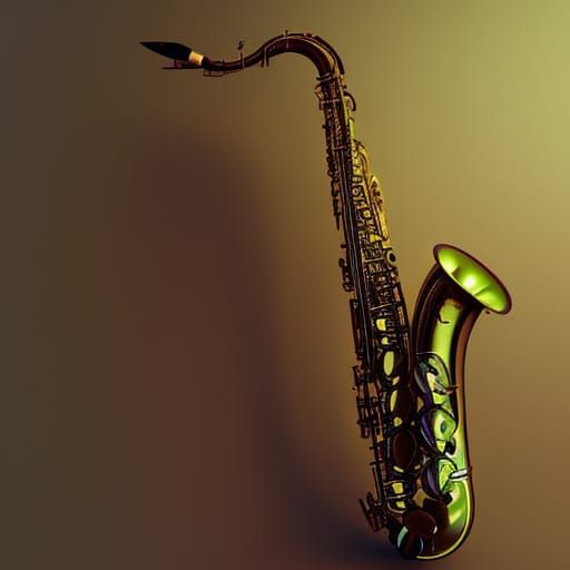 Holographic Saxophone in Astral Cosmic Illustration Style