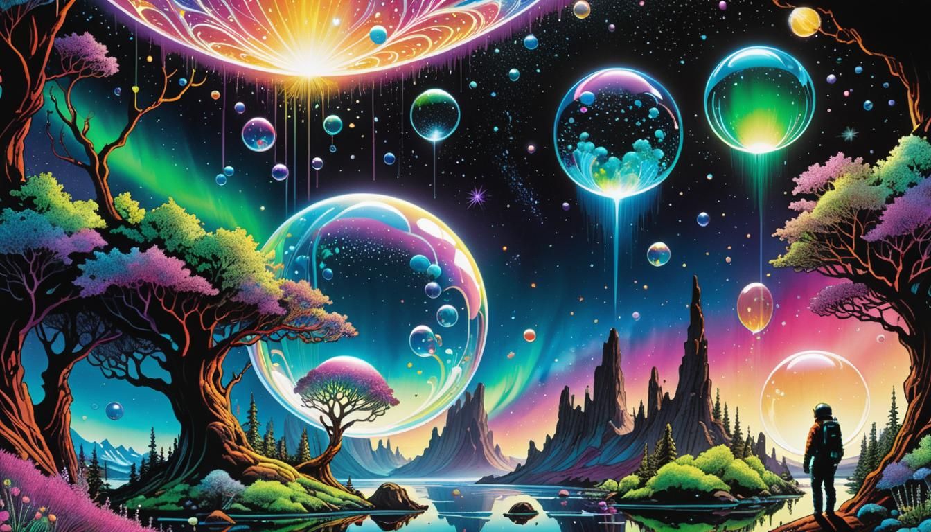 Cosmic Nano-Bubble Habitats in Comic Art Style