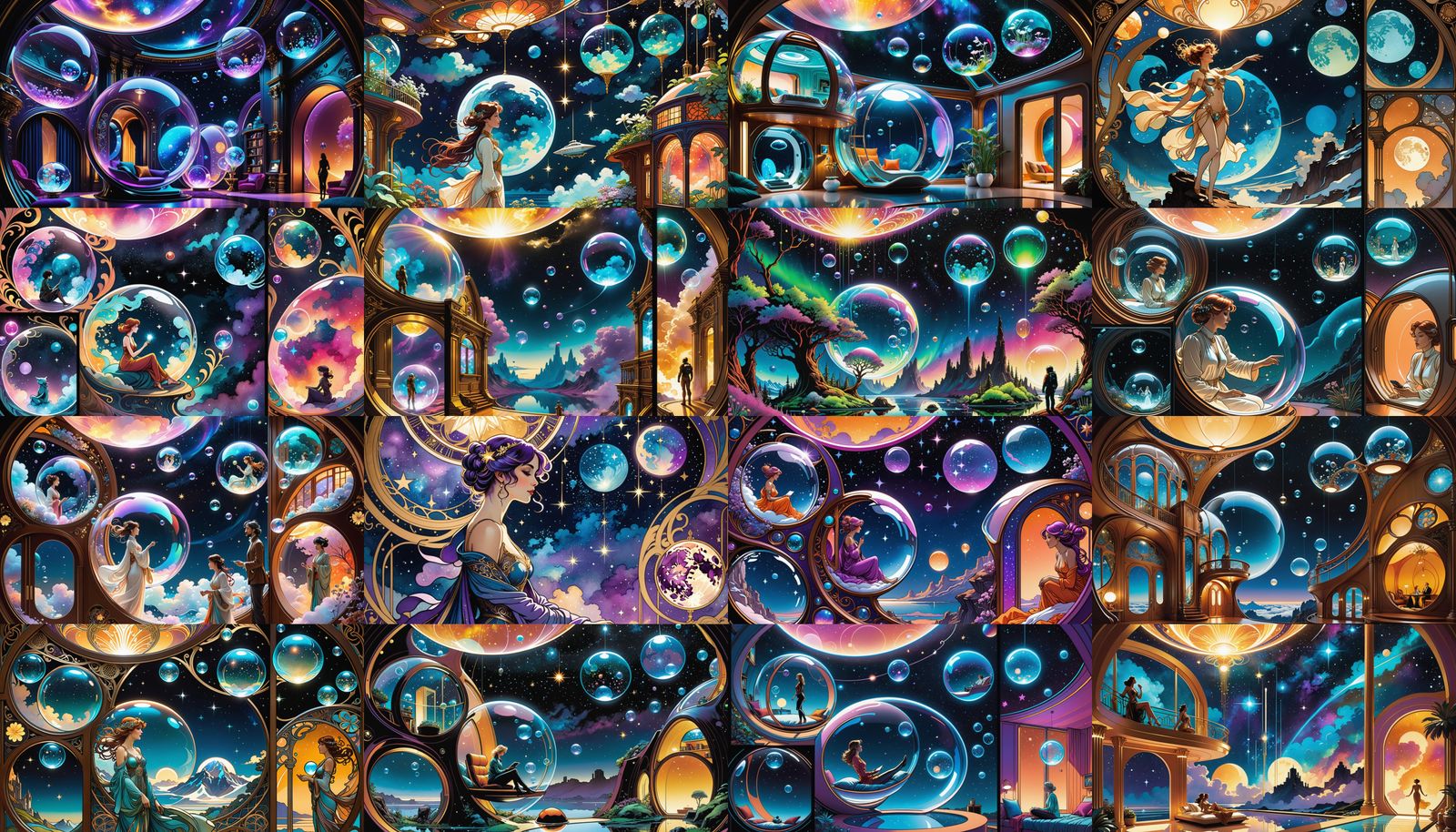 Cosmic Hopepunk Comic Art in Multi-Panel Layout