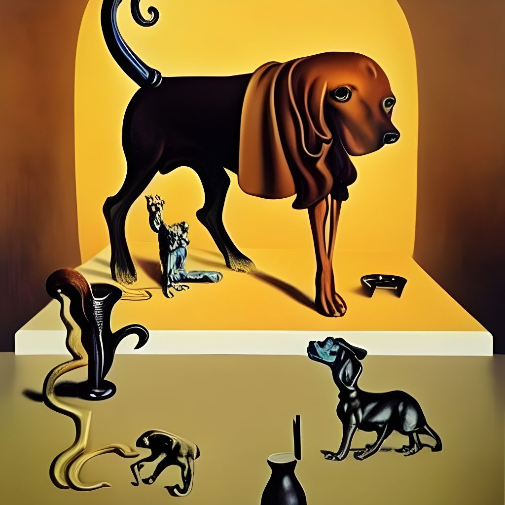 Sherlock Holmes and Hound in Surrealist Style