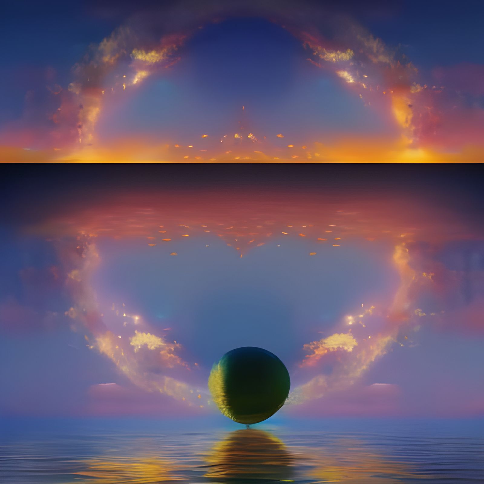 Surreal Metal Sun Pointillism Reflection