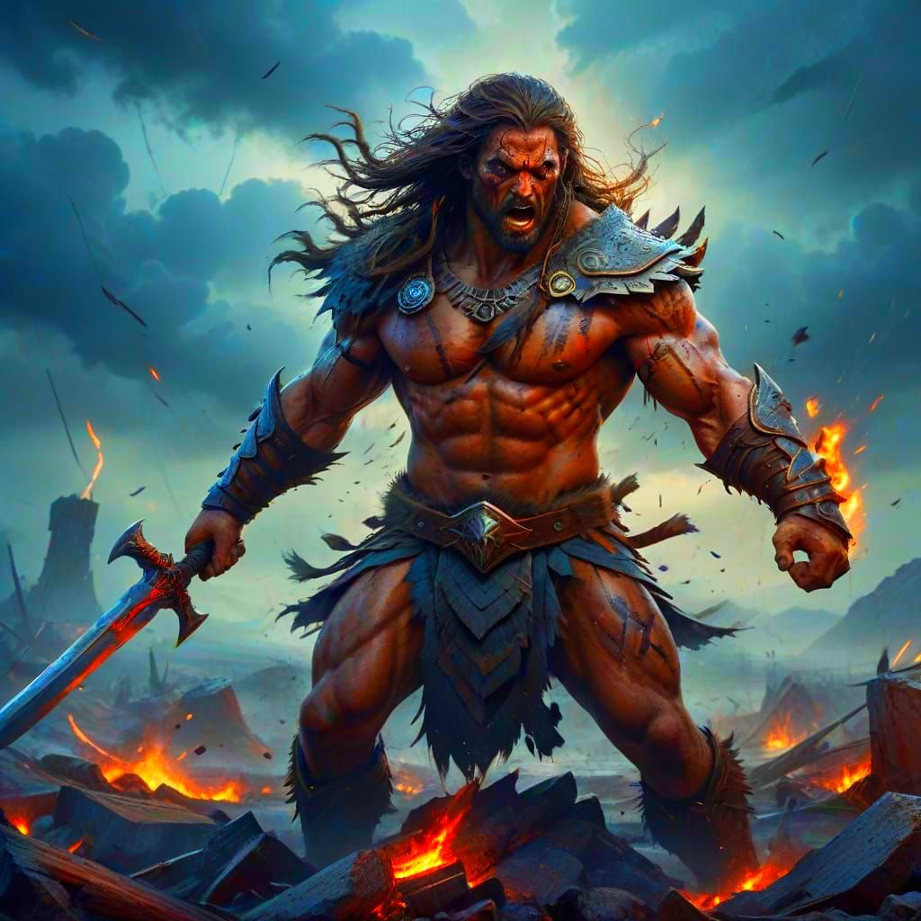 Tribal Warrior Defiant on the Battlefield