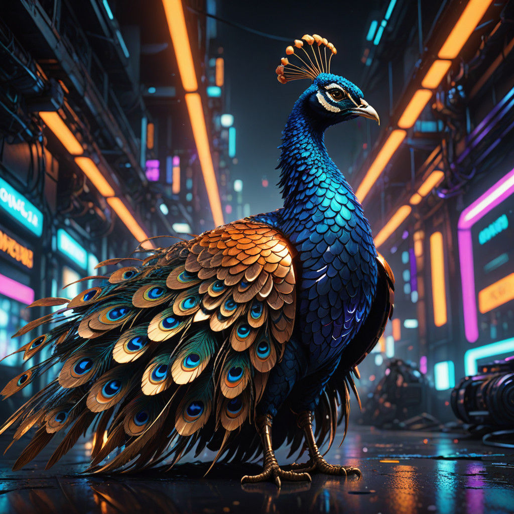 Cyberpunk Peacock: Divine Aesthetic Synthesis