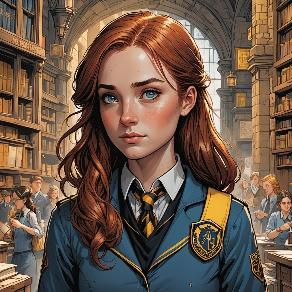 Hufflepuff Girl in Comic Book Style