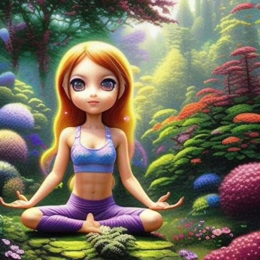 Chibi Girl in Alien Forest: Digital Illustration