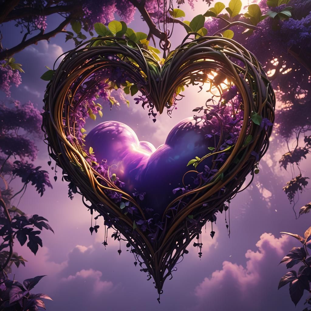 Mystical Mango Heart in Purple Mist