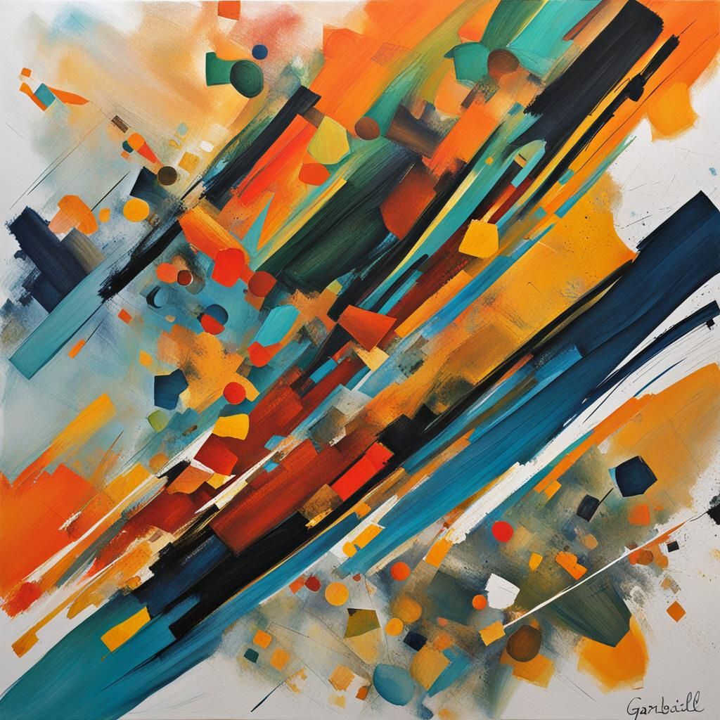 Gabrielle Name in Abstract Art with Complementary Colors